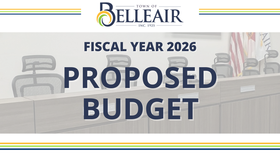 Text that says 'Town of Belleair Fiscal Year 2026 Proposed Budget